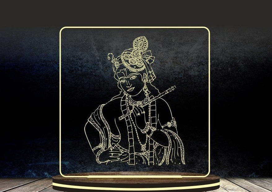 ✨ Customised LED Lord Krishna Acrylic Frame — Grace, Melody & Divine Charm