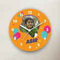 Little Star Custom Kids Photo Wall Clock – Vibrant Orange Edition