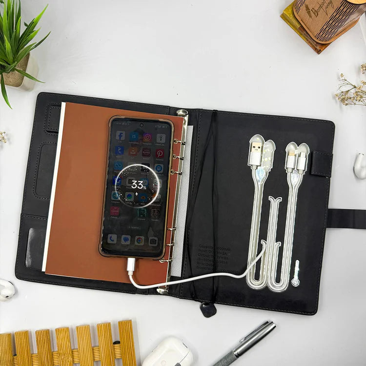 Wireless Charging Power Bank Notebook – 10,000 mAh | Premium Office Accessory