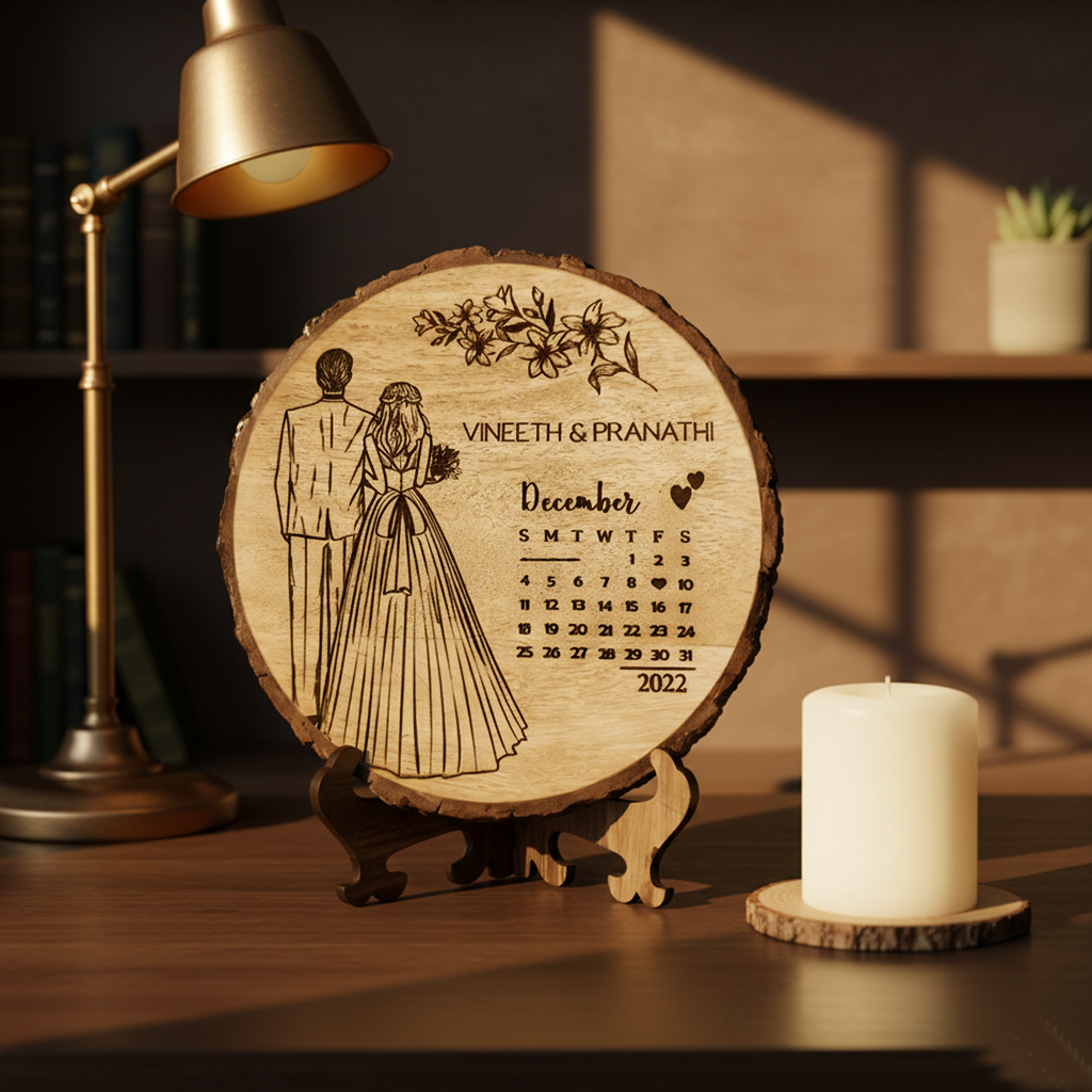 "The Day Our Forever Began" Personalized Natural Wooden Slice Plaque