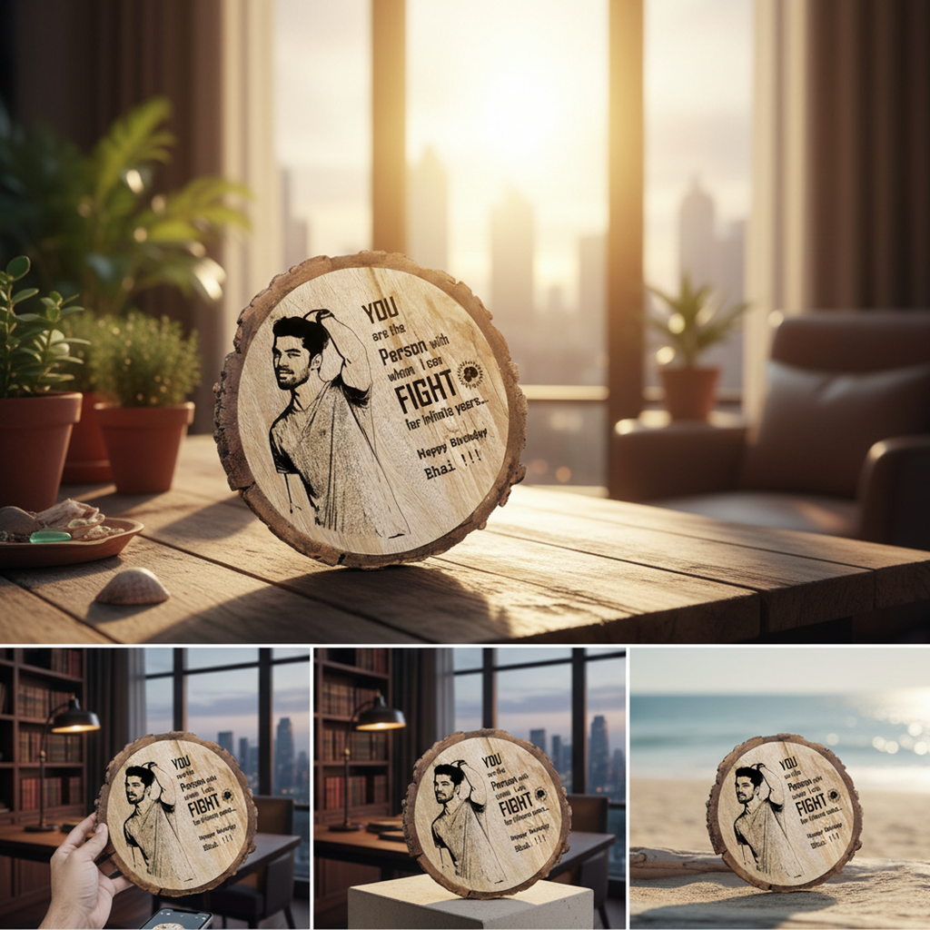 Custom Laser-Engraved Natural Wooden Slice