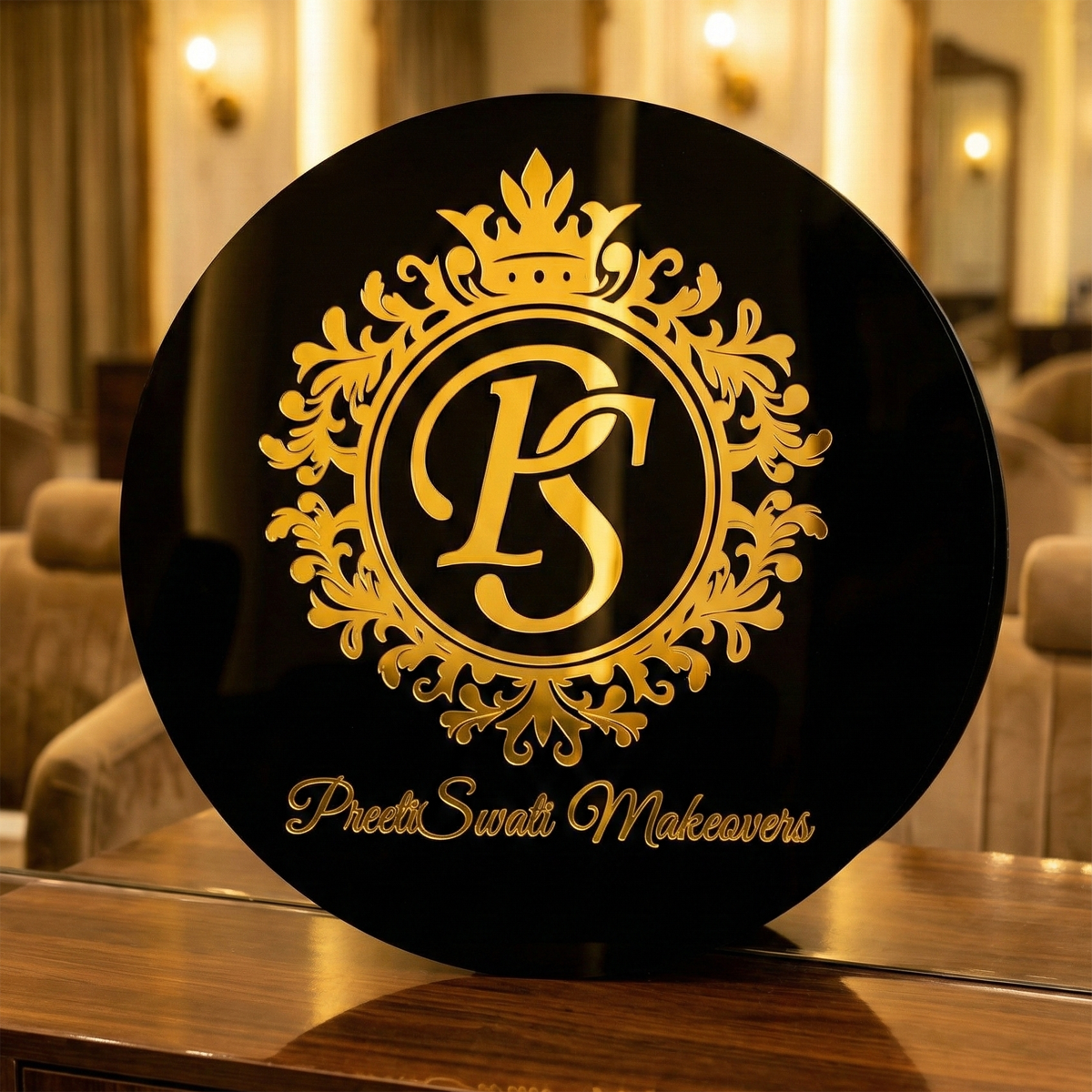 Signature Gold & Obsidian Acrylic Branding  Name Plate