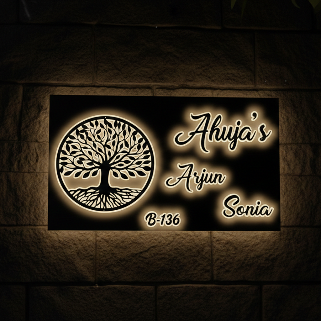 The "Eternal Roots" Backlit LED Nameplate