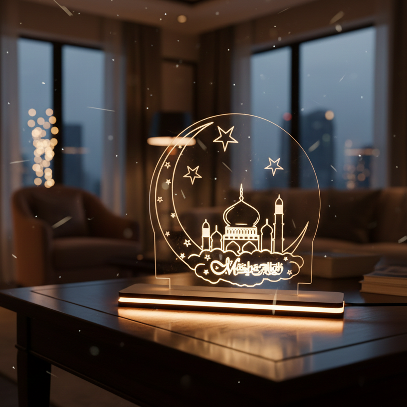3D Acrylic Mosque & Crescent LED Lamp