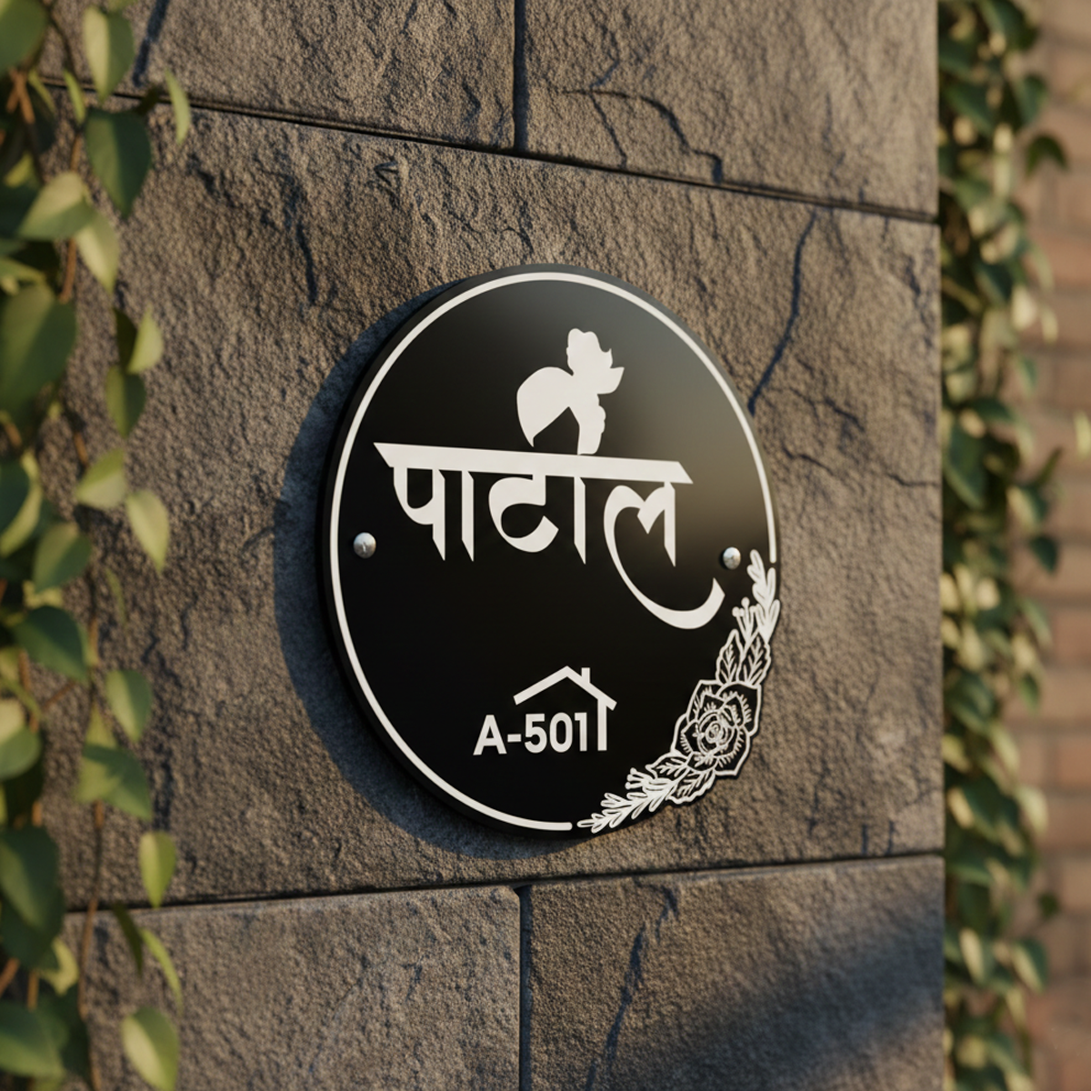 The "Heritage Circle" Custom Devanagari Acrylic Name Plate