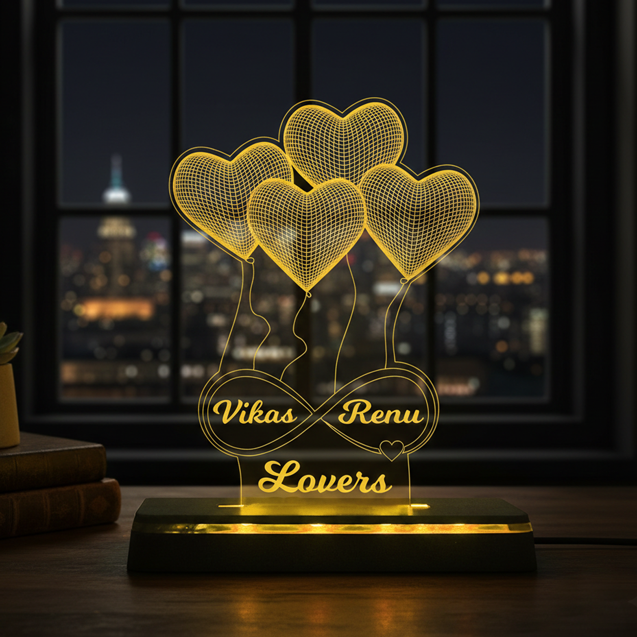 3D Heart Balloon & Infinity LED Lamp