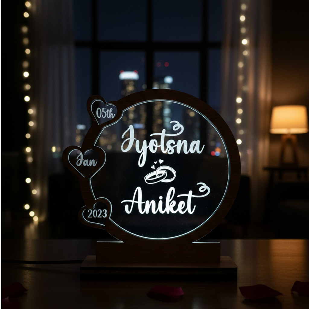 Personalized Anniversary Ring LED Lamp