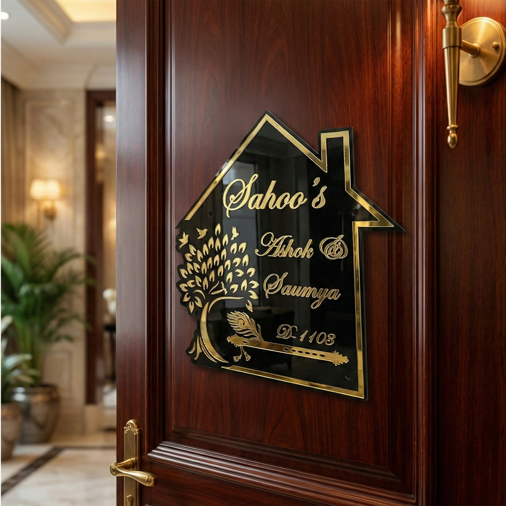 The Vrindavan Heritage House-Shaped Acrylic Name Plate