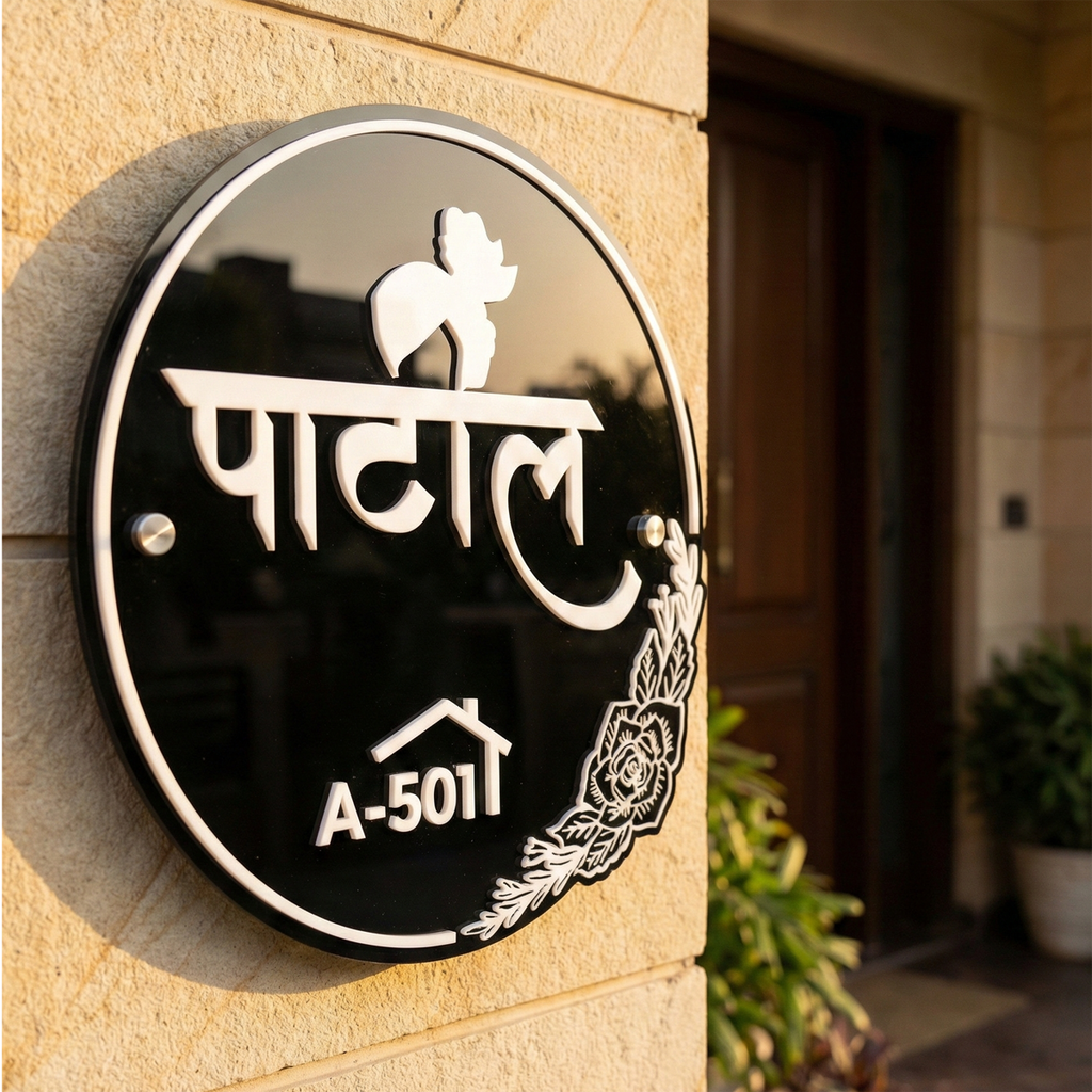 The "Heritage Circle" Custom Devanagari Acrylic Name Plate