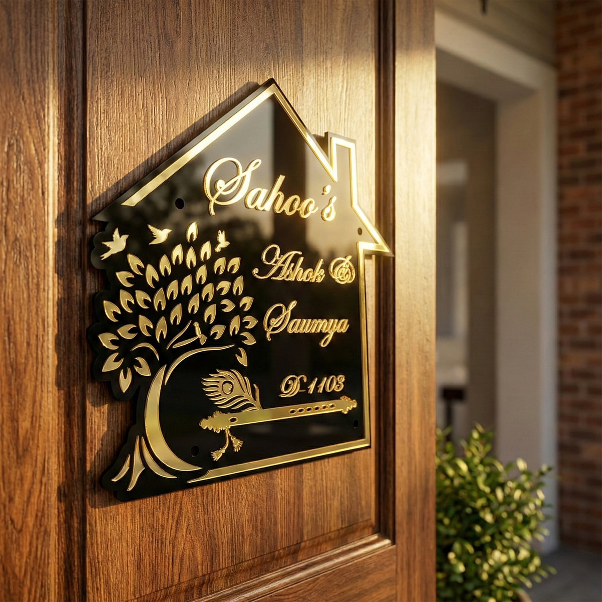 The Vrindavan Heritage House-Shaped Acrylic Name Plate