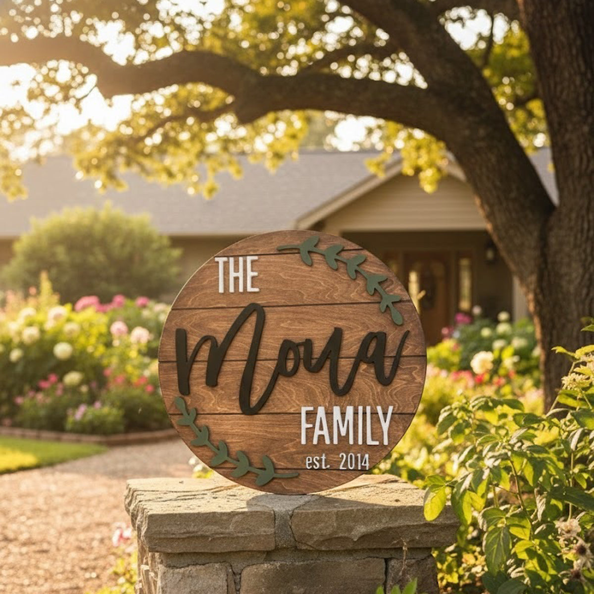 The Heritage Circle: Custom 3D Wood Family Name Plate