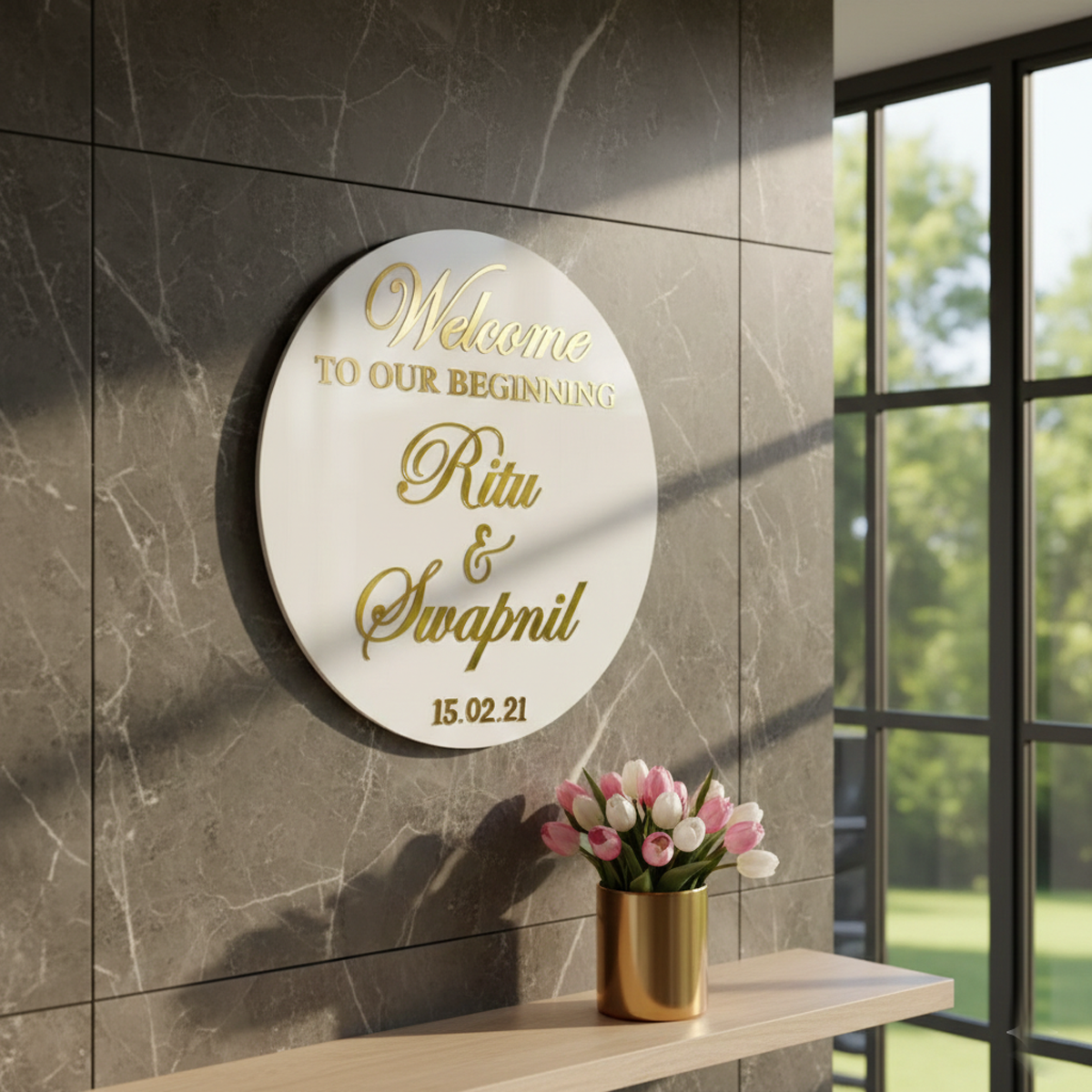 Luxe Gold & White Commemorative Wall Art