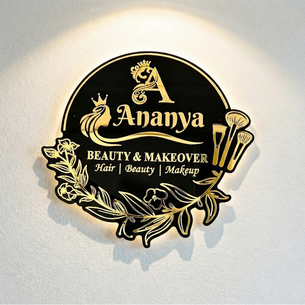The Luxe Glow Backlit Acrylic Salon Name Plate