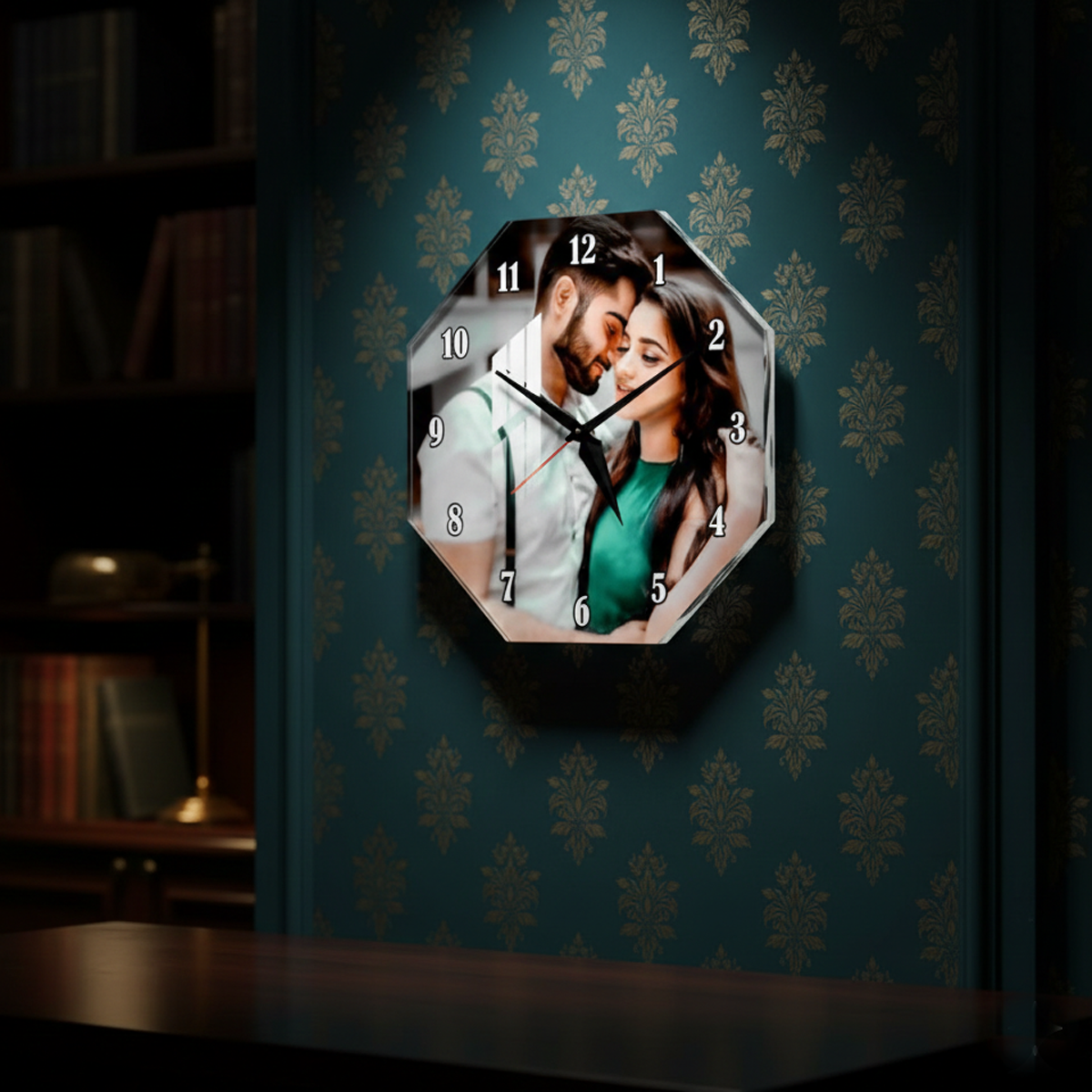Octagonal Personalized Acrylic Photo Wall Clock
