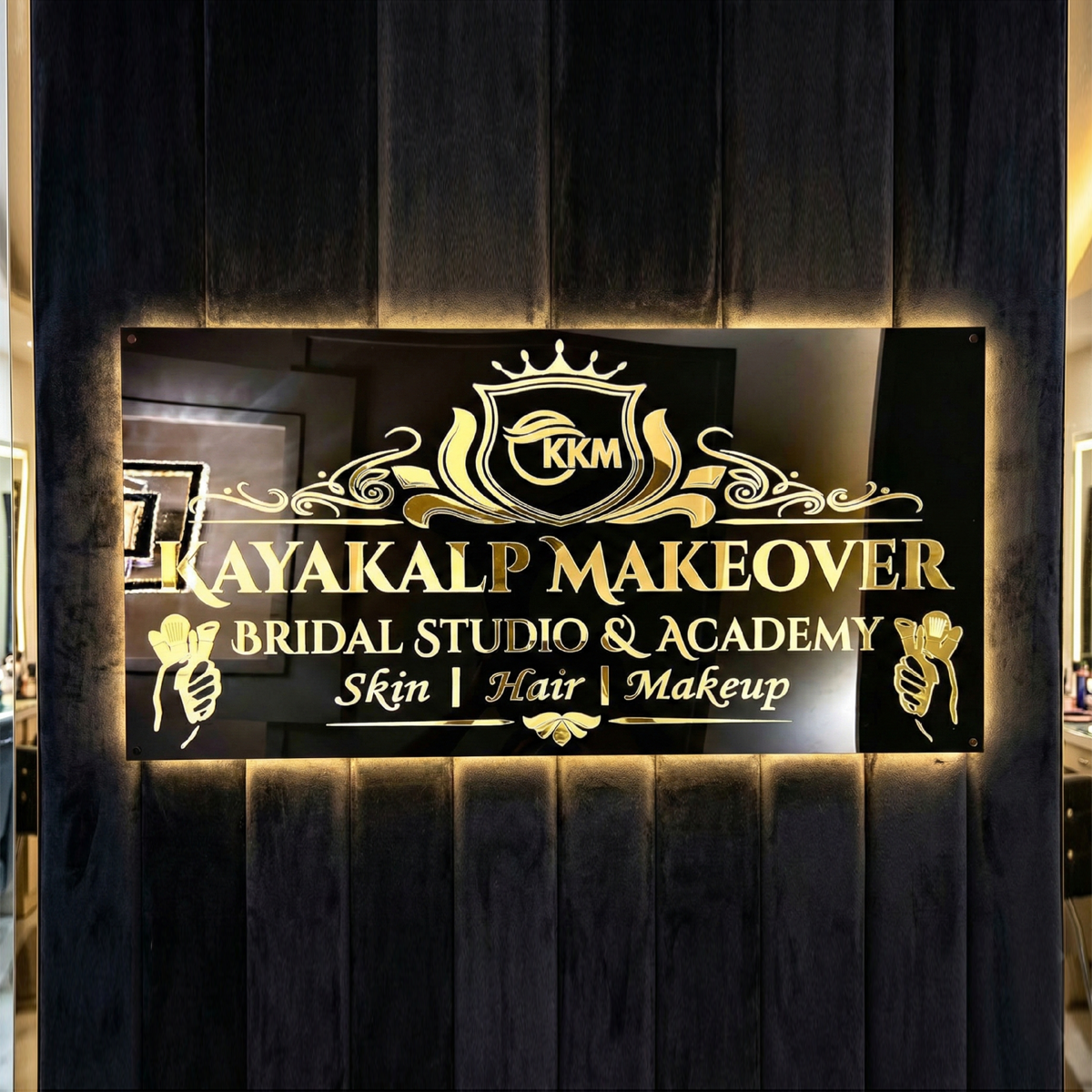 Mirror Gold 3D LED Name Plate