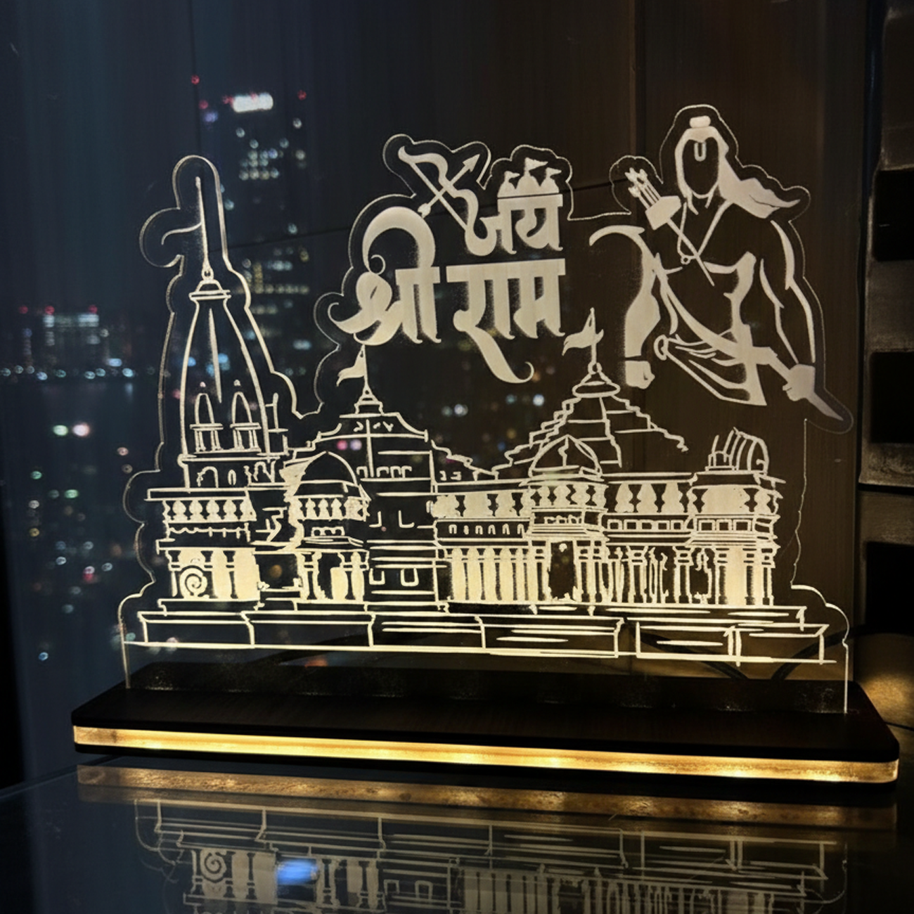 Jai Shree Ram Ayodhya Mandir LED Illusion Lamp