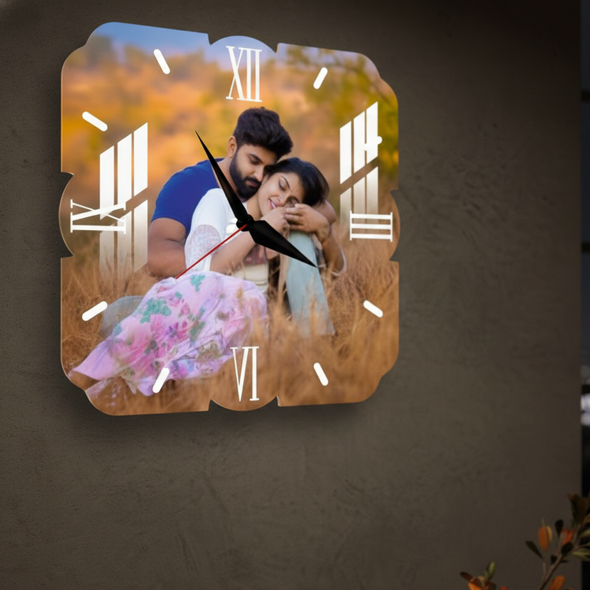 Scalloped Acrylic Personalized Photo Wall Clock