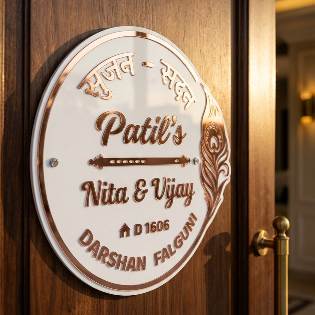 The "Sujan-Sadan" Premium Circular Acrylic Nameplate