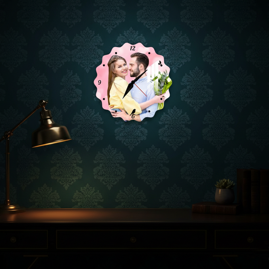 Custom Scalloped Acrylic Photo Wall Clock
