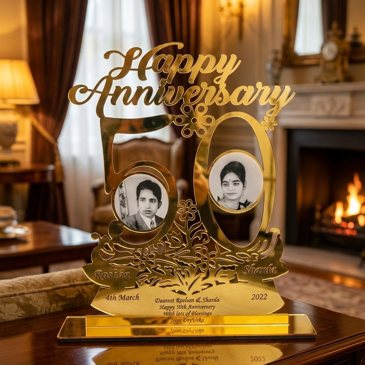 The "Golden Milestone" Bespoke Customised Anniversary Commemorative Name Plate / Plaque