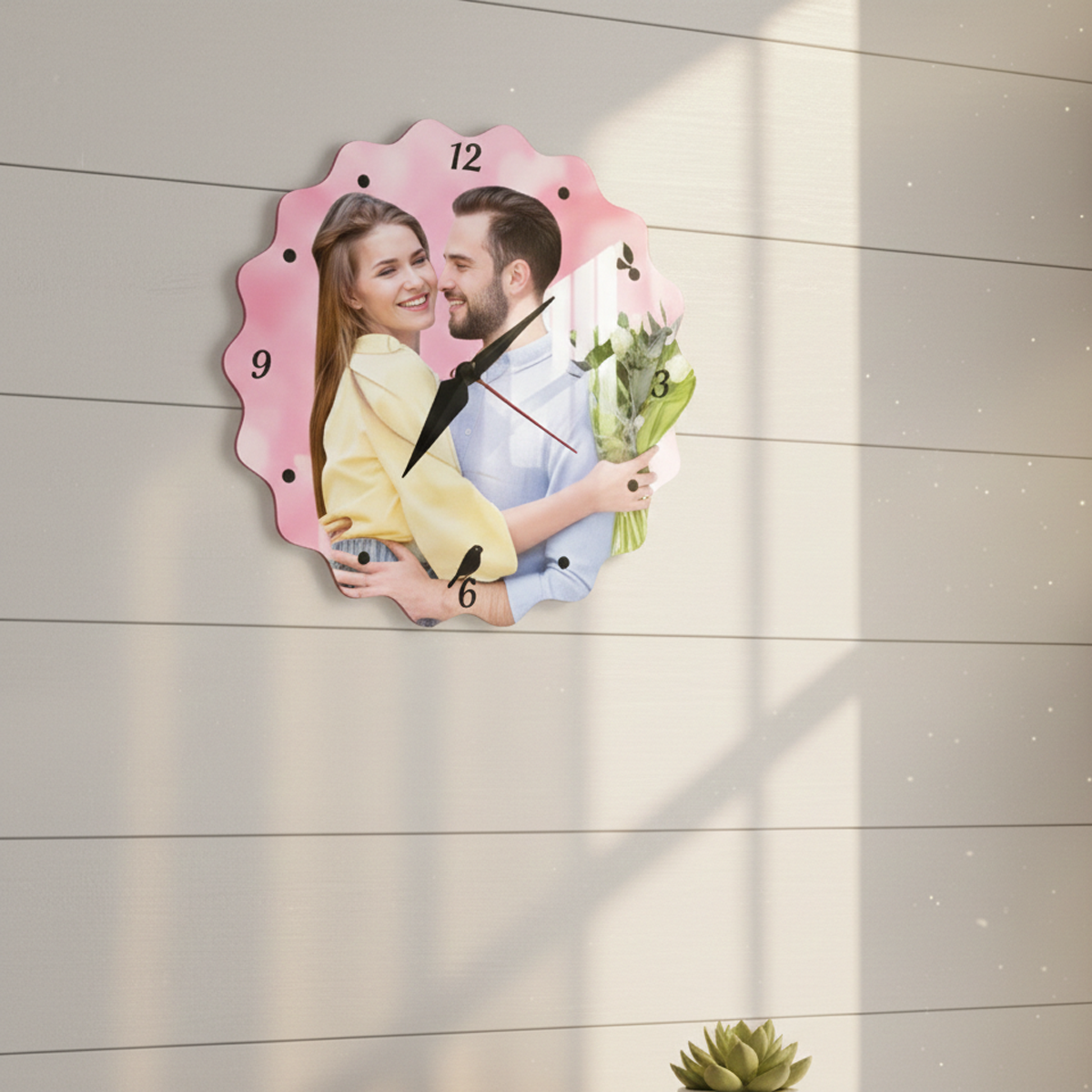 Custom Scalloped Acrylic Photo Wall Clock