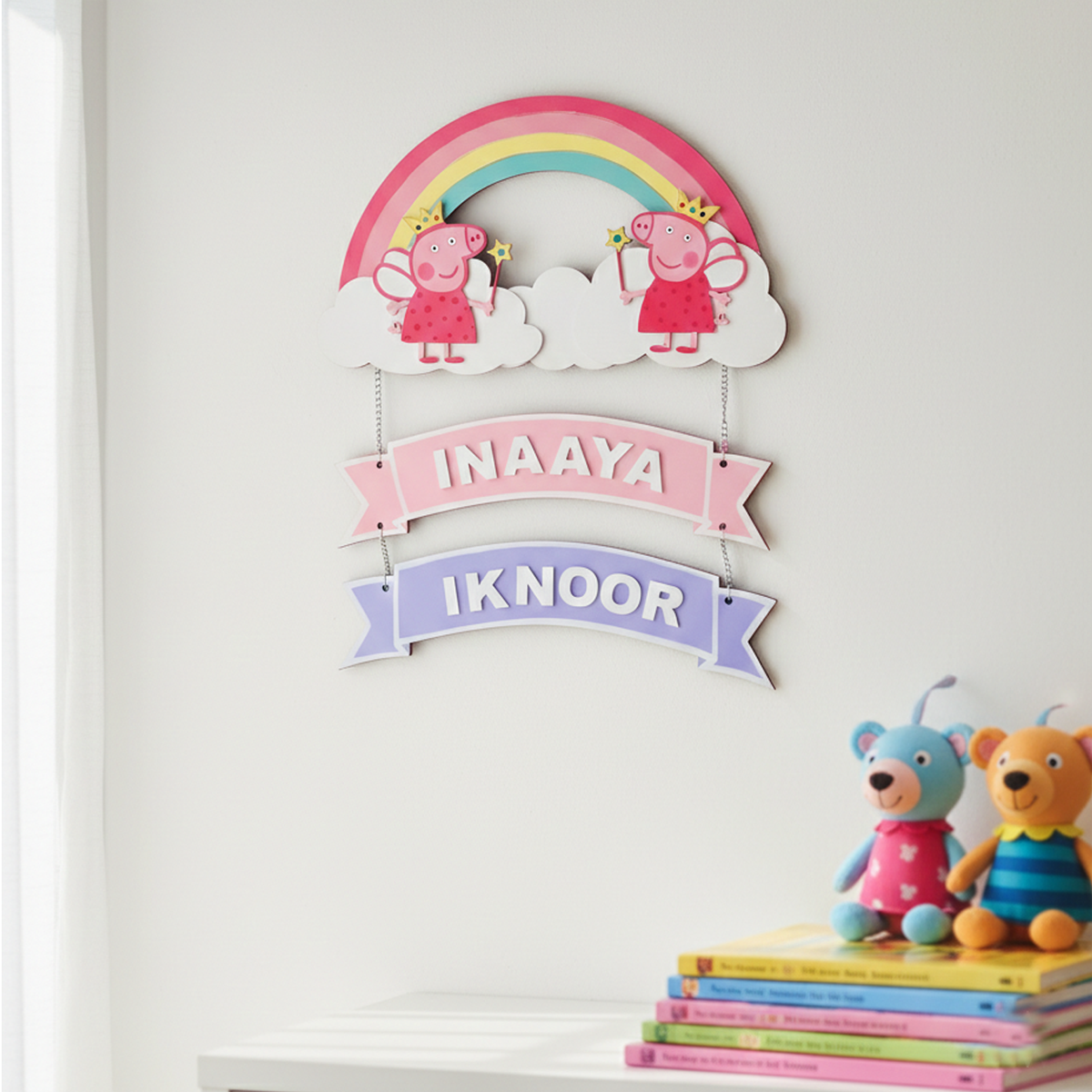 The "Peppa & Pixie Dust" Custom Rainbow Name Plate