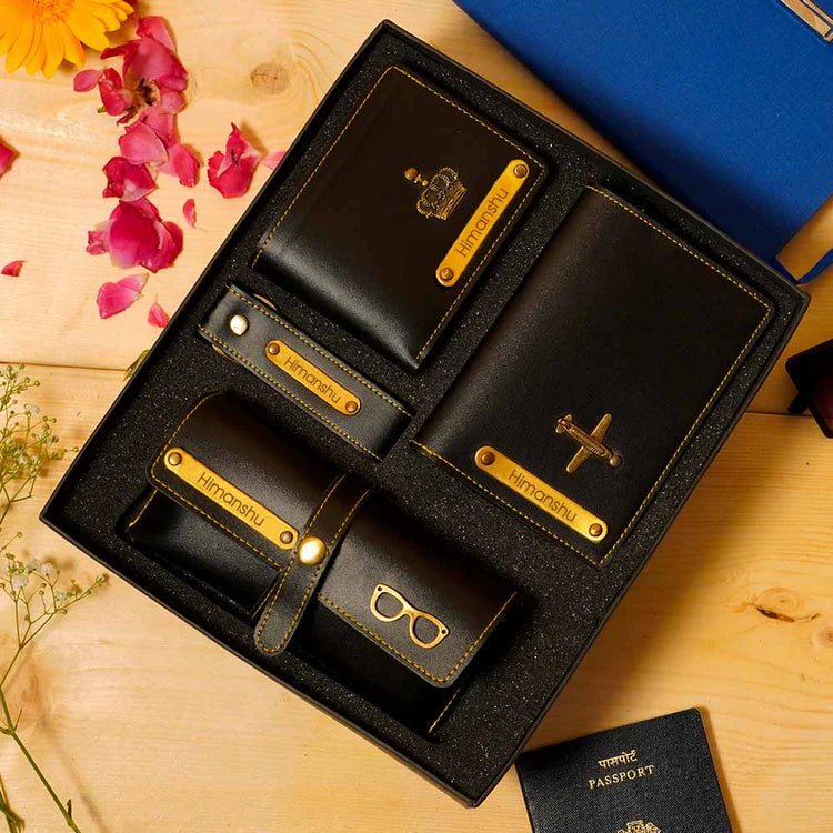 Personalized Men's 4-in-1 Premium Leather Gift Set