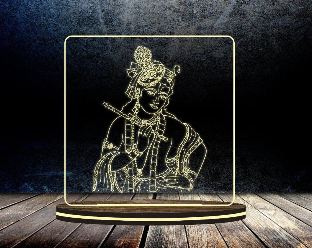 ✨ Customised LED Lord Krishna Acrylic Frame — Grace, Melody & Divine Charm