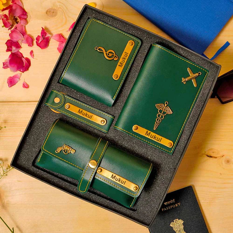 Personalized Men's 4-in-1 Premium Leather Gift Set