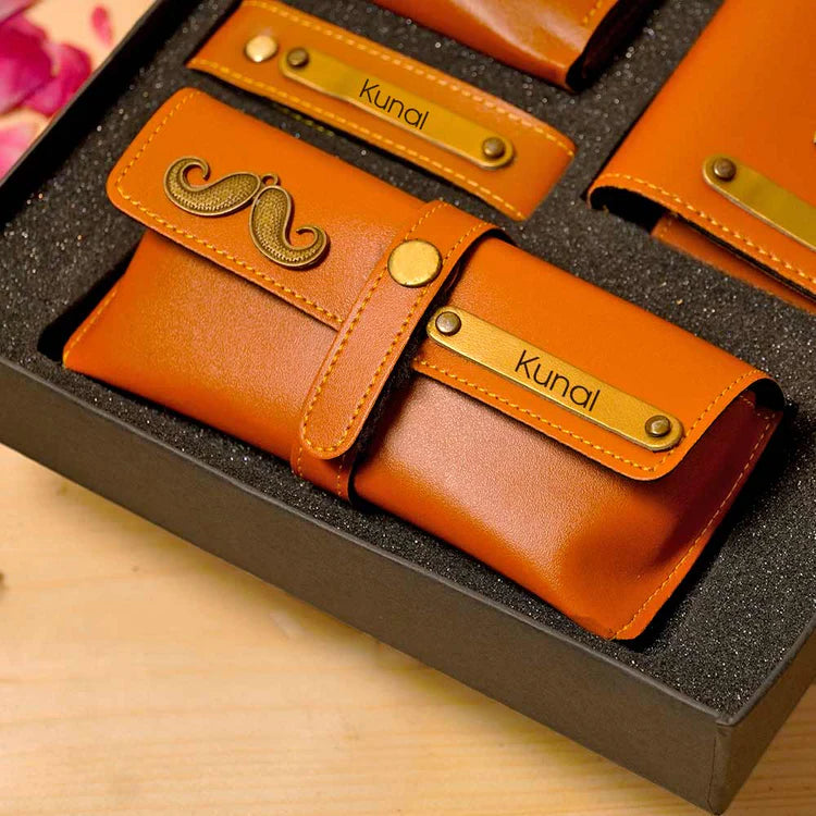 Personalized Men's 4-in-1 Premium Leather Gift Set