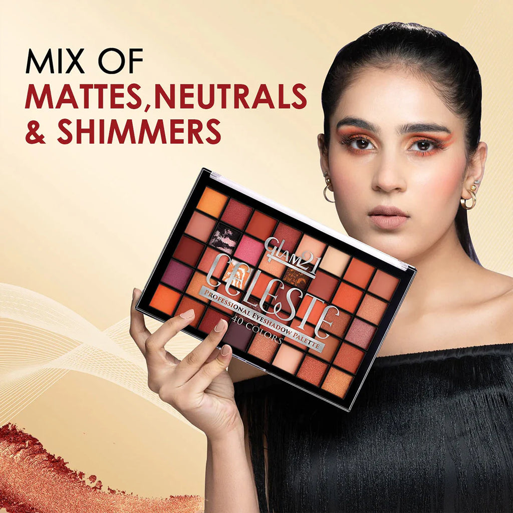 Customized Glam21 Celeste Professional Eyeshadow Palette – 40 Colors