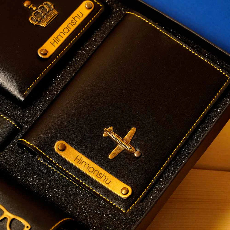 Personalized Men's 4-in-1 Premium Leather Gift Set