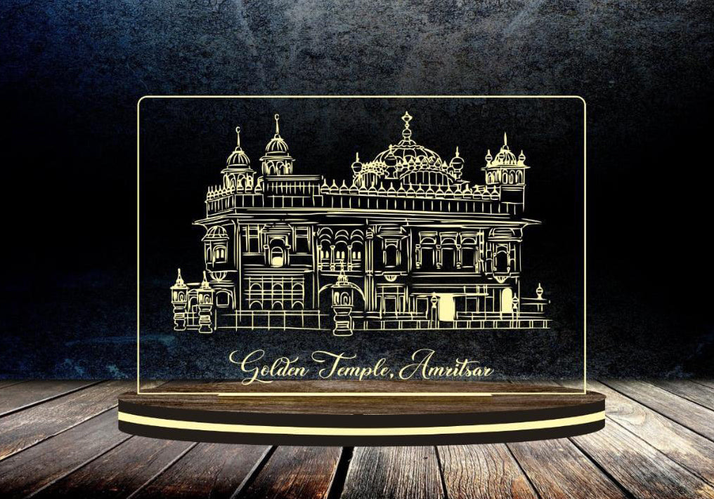✨ Customised LED Golden Temple Acrylic Frame — Peace, Faith & Timeless Beauty