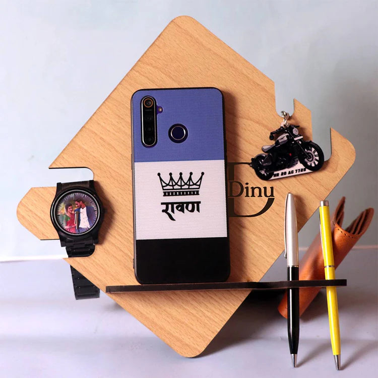 Personalized Wooden Desktop Organizer & Docking Station