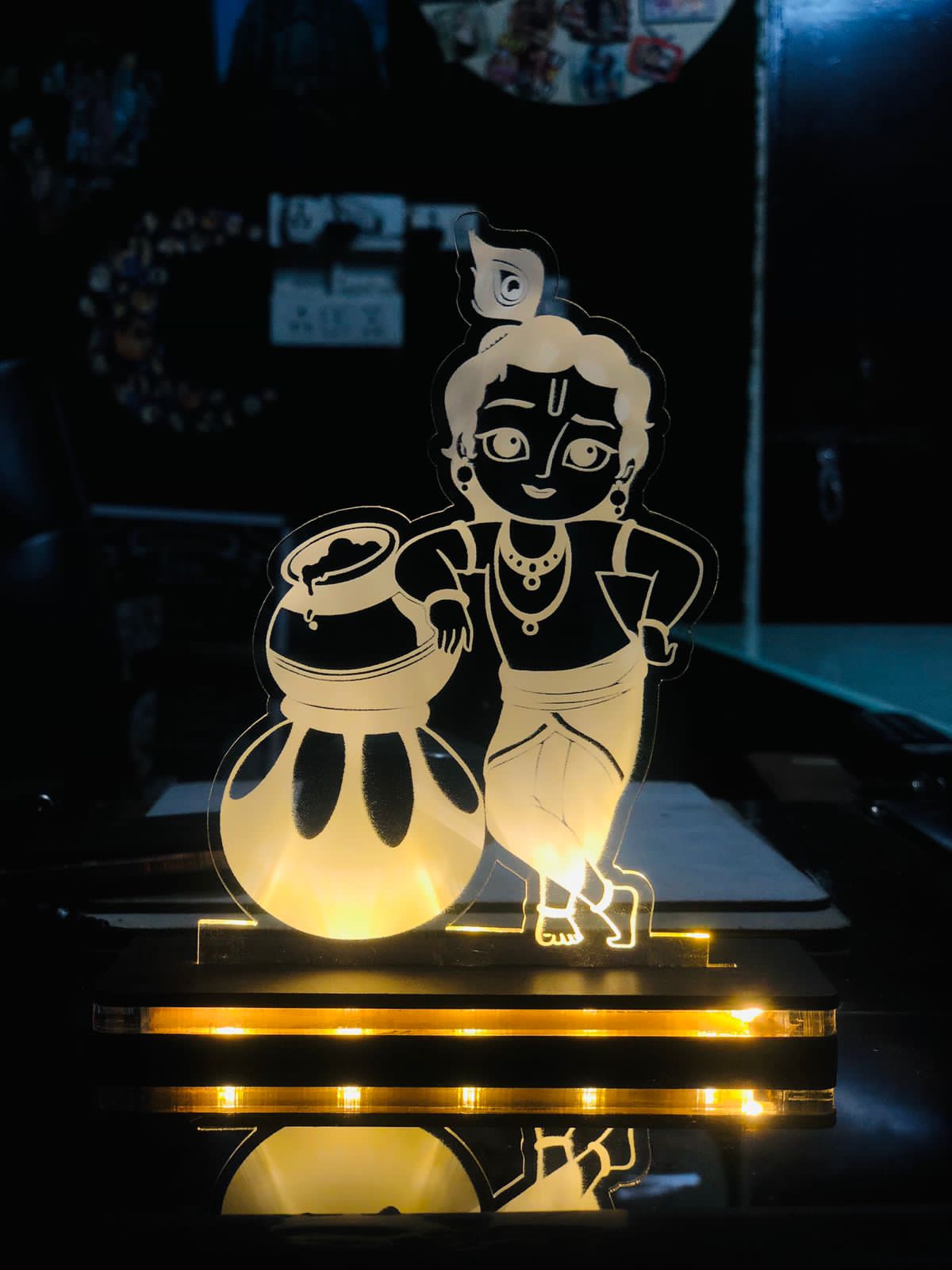 ✨ Makhan Chor Bal Krishna Glow Frame — Playfulness Meets Divine Blessings