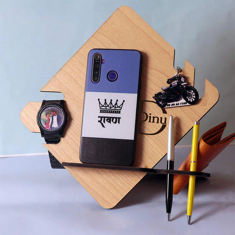 Personalized Wooden Desktop Organizer & Docking Station