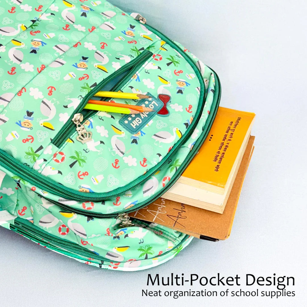 Mint Breeze Nautical Personalized School Backpack