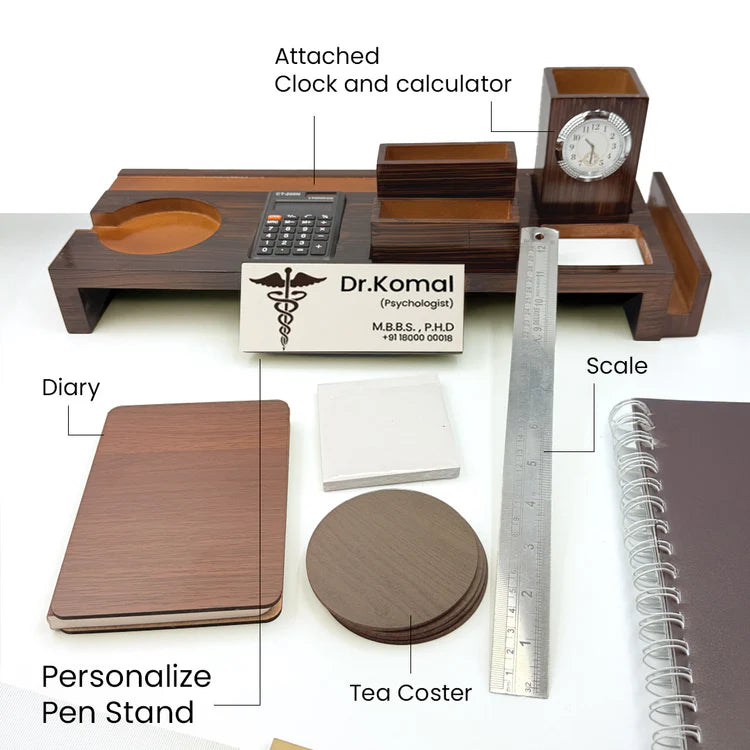 Executive Wooden Desktop Organizer Set