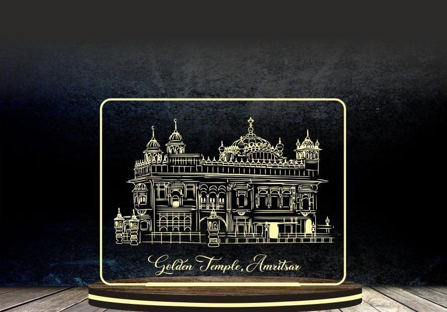 ✨ Customised LED Golden Temple Acrylic Frame — Peace, Faith & Timeless Beauty