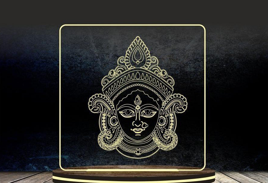 ✨ Customised LED Goddess Durga Acrylic Frame — Strength, Protection & Divine Power