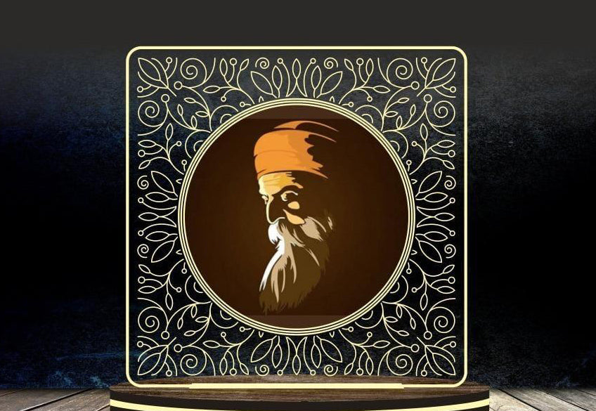 ✨ Customised LED Guru Nanak Dev Ji Acrylic Frame — Divine Wisdom, Eternal Peace