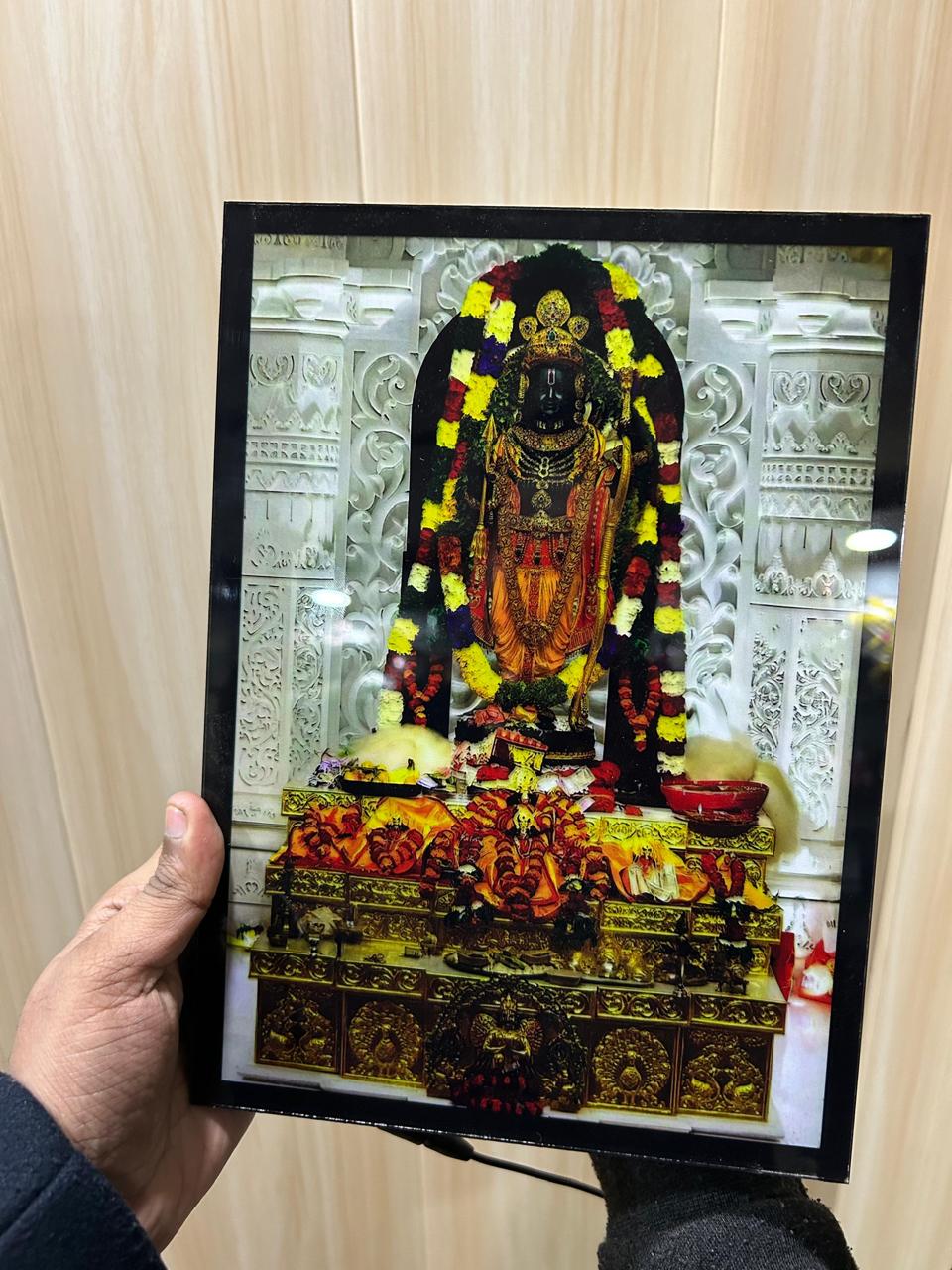 ✨ Backlit Divine Temple Frame – Premium LED Darshan Experience
