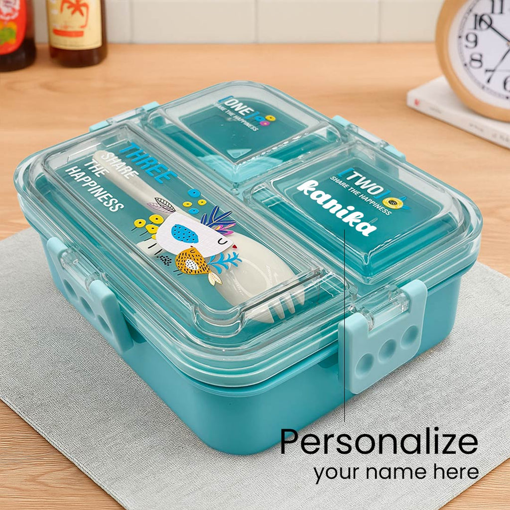 Personalized Blue Unicorn Lunchbox with Spoon & Container