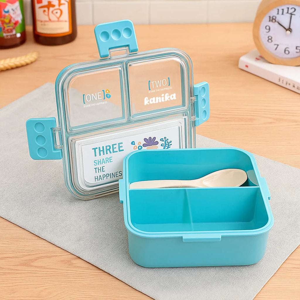Personalized Blue Unicorn Lunchbox with Spoon & Container