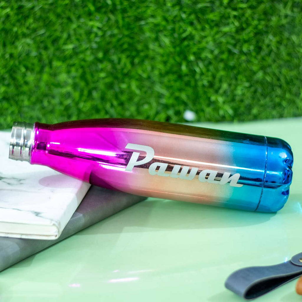 Personalised Rainbow Colored Stainless Steel Bottle