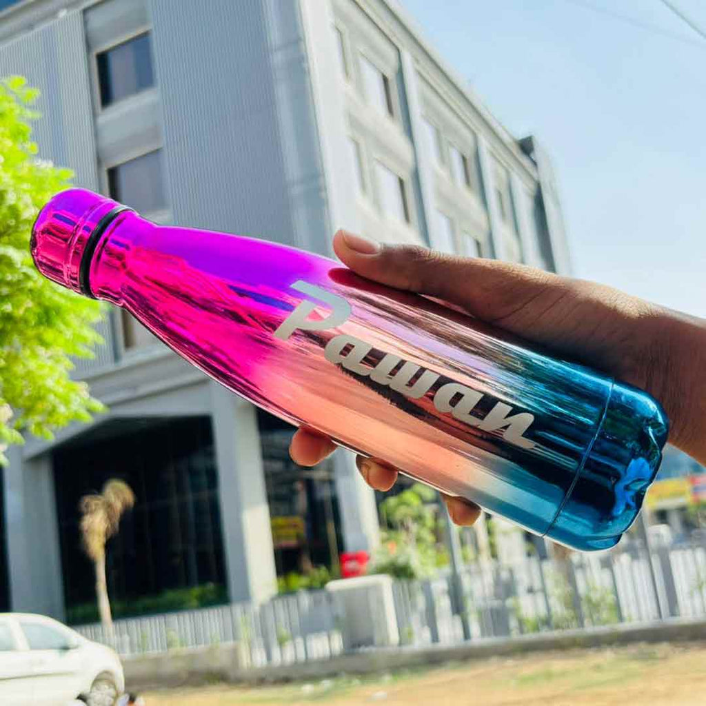 Personalised Rainbow Colored Stainless Steel Bottle