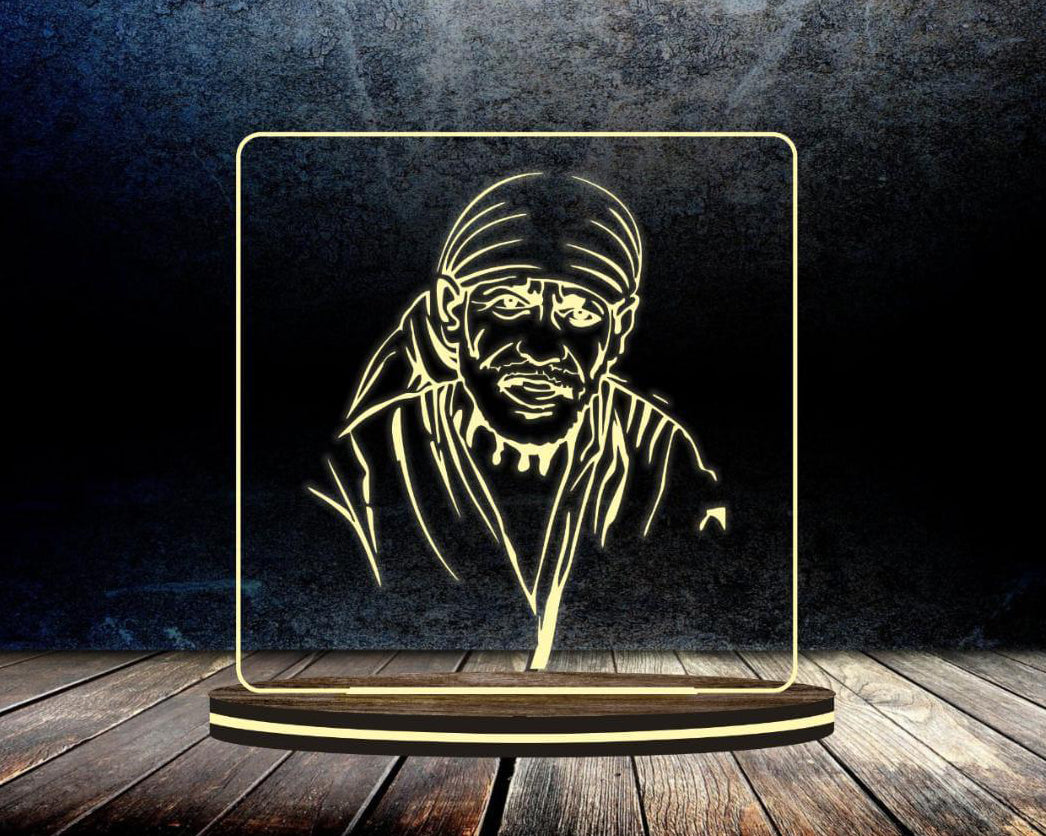 ✨ Customised LED Sai Baba Acrylic Frame — Faith, Patience & Divine Blessings