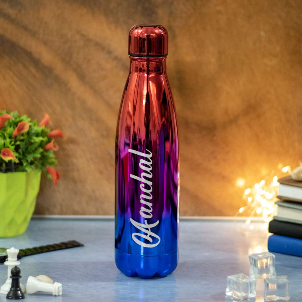 Personalised Rainbow Colored Stainless Steel Bottle