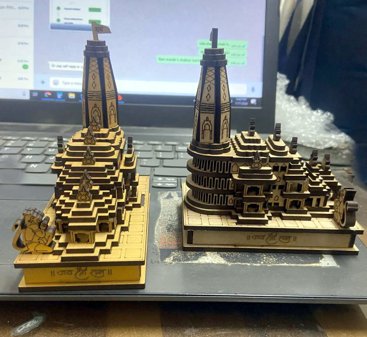 🏛️ Mini Ram Mandir Wooden Model