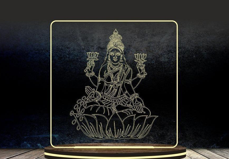 ✨ Customised LED Goddess Lakshmi Acrylic Frame — Prosperity, Grace & Divine Blessings
